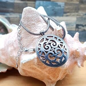 Brighton "SHADOW PLAY SCROLL" Reversible Scrollwork & Swirls Oval Pendant!